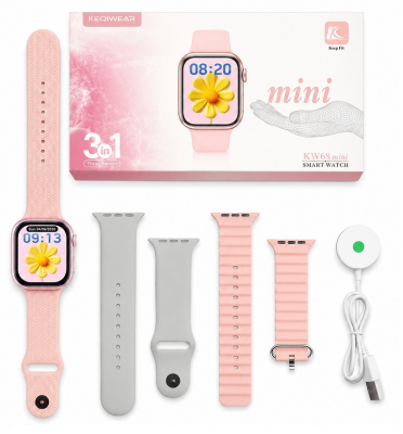 KW68 Mini ladies Smartwatch with Bluetooth Call & 3 Straps -